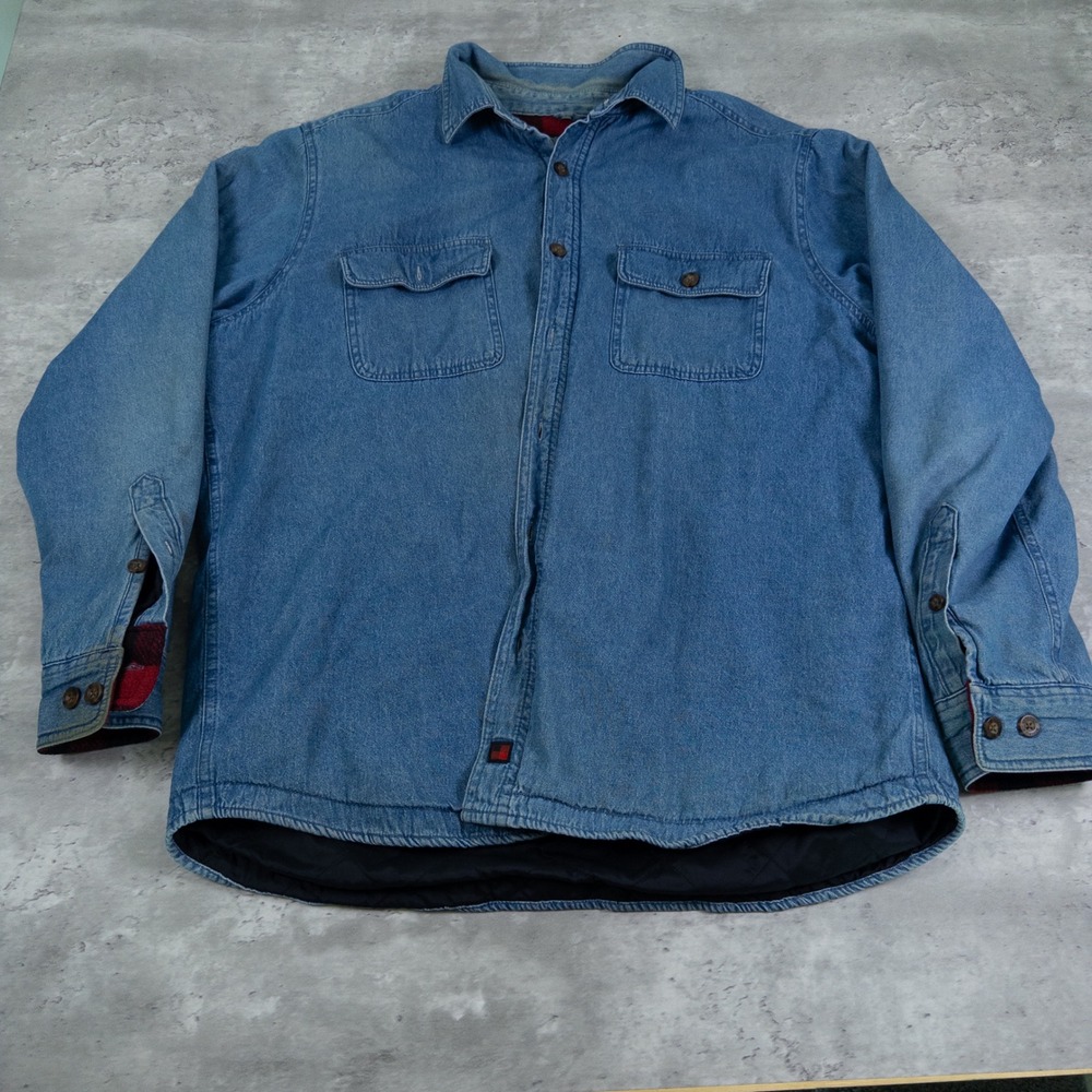vintage woolrich denim shirt jacket boxy mens xl